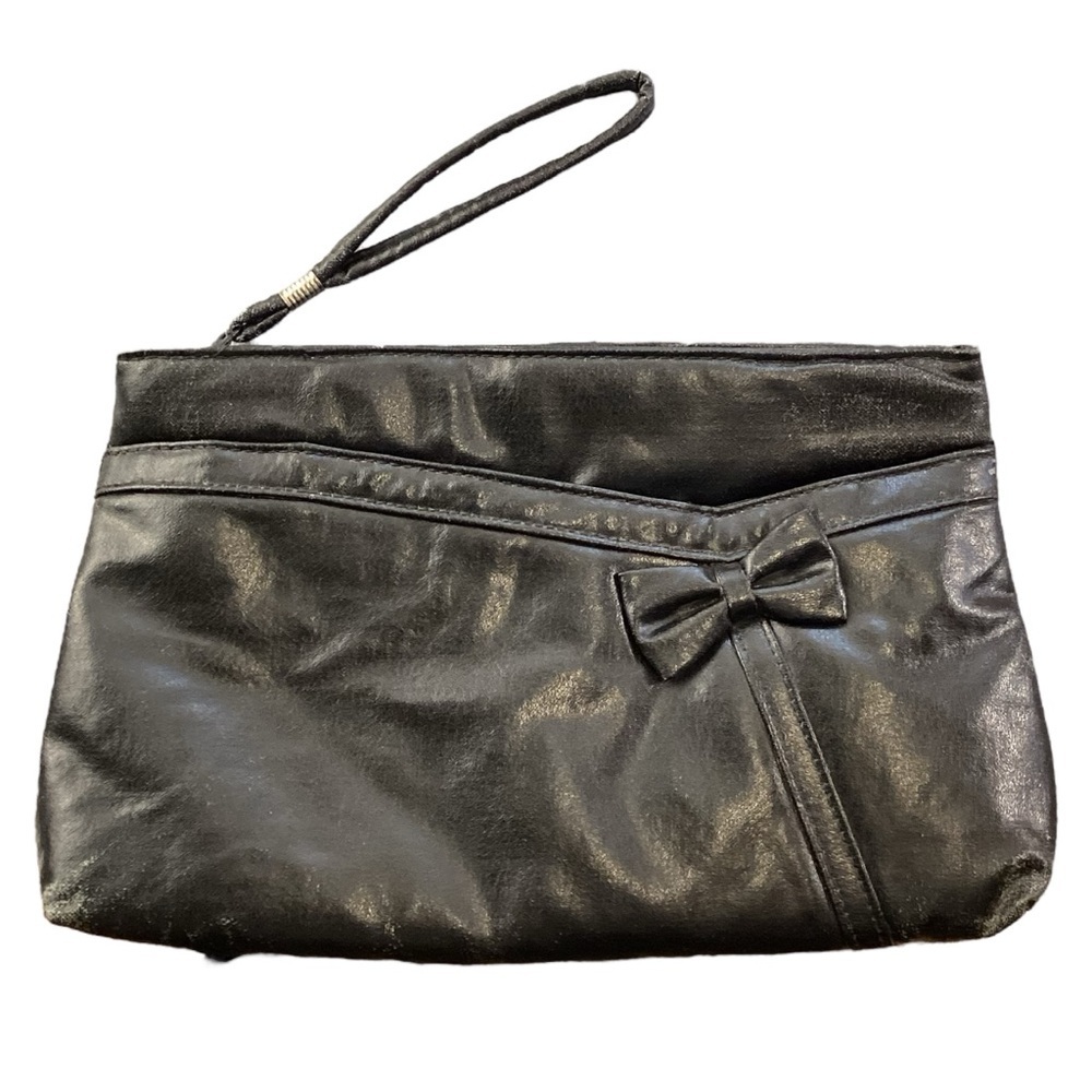 Vintage Soft Supple Leather Clutch‎ Wristlet with Bow